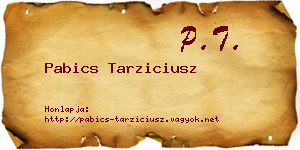 Pabics Tarziciusz névjegykártya
